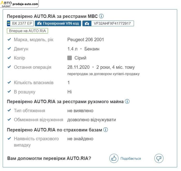 автобазар украины - Продажа 2001 г.в.  Peugeot 206 
